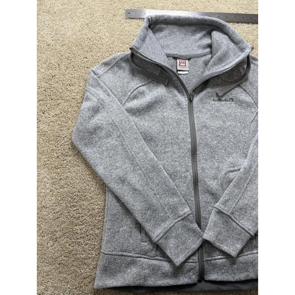 Avalanche Womens Thermal Knit Full Zip Fleece Lined Jacket Heather Gray Size M